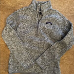 Patagonia Heather Grey Knit Fleece Pullover with Logo Patch
